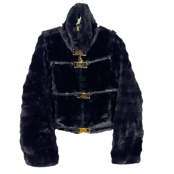 Baby Phat Jackets & Blazers - Vintage Baby Phat Y2k Faux Fur Coat Jacket Rare Gold Logo Women's Cropped Large